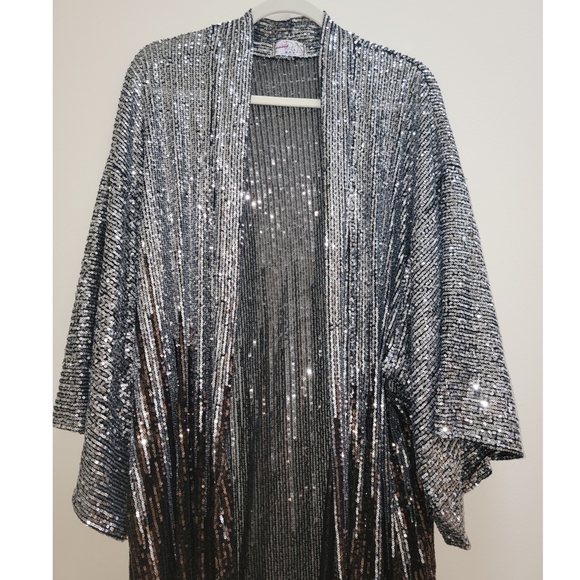 FREE PEOPLE Party On Sequin Kimono Jacket Duster - Picture 5 of 11
